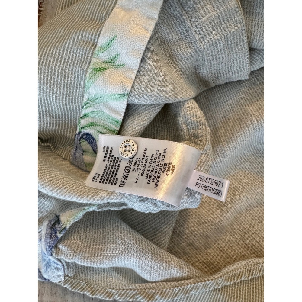 Tommy Bahama Relax Mens L Sage Green Micro Stripe Short Sleeve Button Down Shirt - Picture 11 of 12